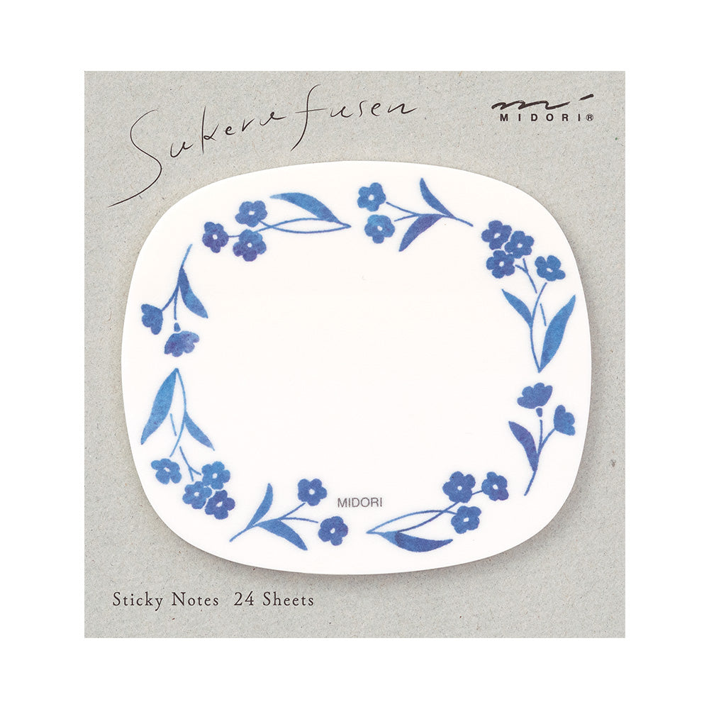 MIDORI - Sticky Note - Semi-Translucent Blue Flowers