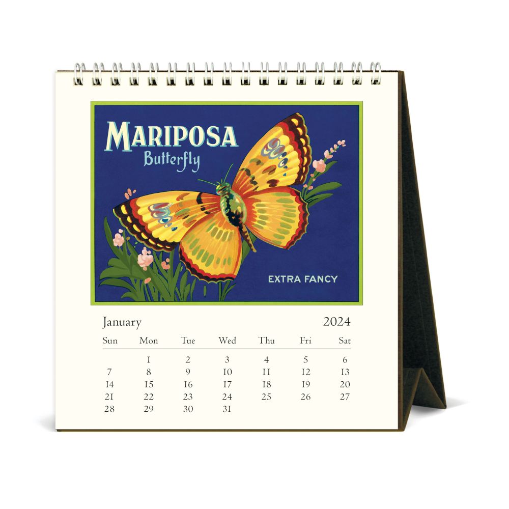 CAVALLINI & CO - 2024 Vintage Desk Calendar - BUTTERFLIES - BEST 2023 CHRISTMAS GIFTS FOR UNDER 20 - GIFT IDEAS FOR FRIENDS AND FAMILIES
