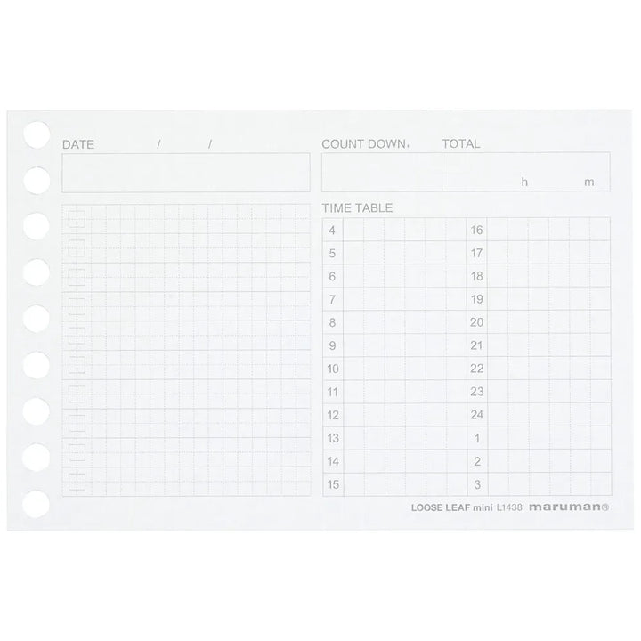 Maruman - MINI Time Planning Loose Leaf Paper - 5 mm, 50 Sheets