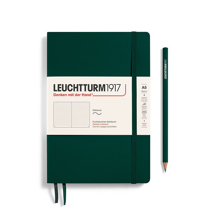 LEUCHTTRUM - Softcover A5 Notebook - 123 Numbered Pages - Forest Green