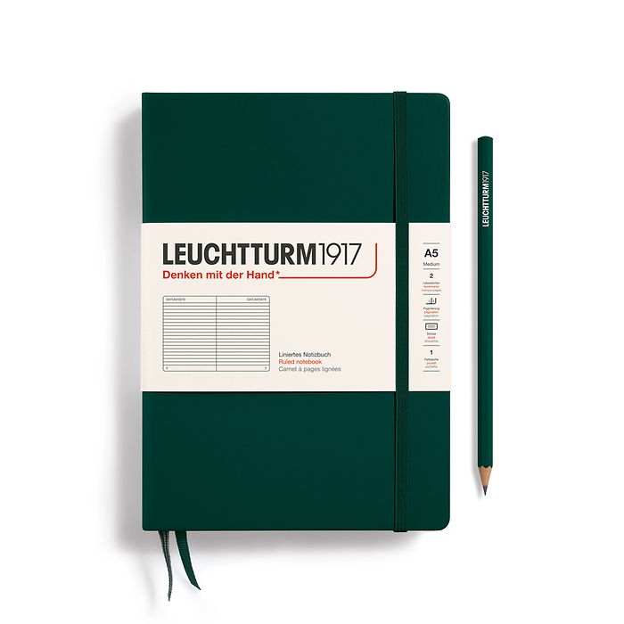 LEUCHTTRUM 1917 - Hardcover A5 Notebook - 251 numbered pages - Forest Green