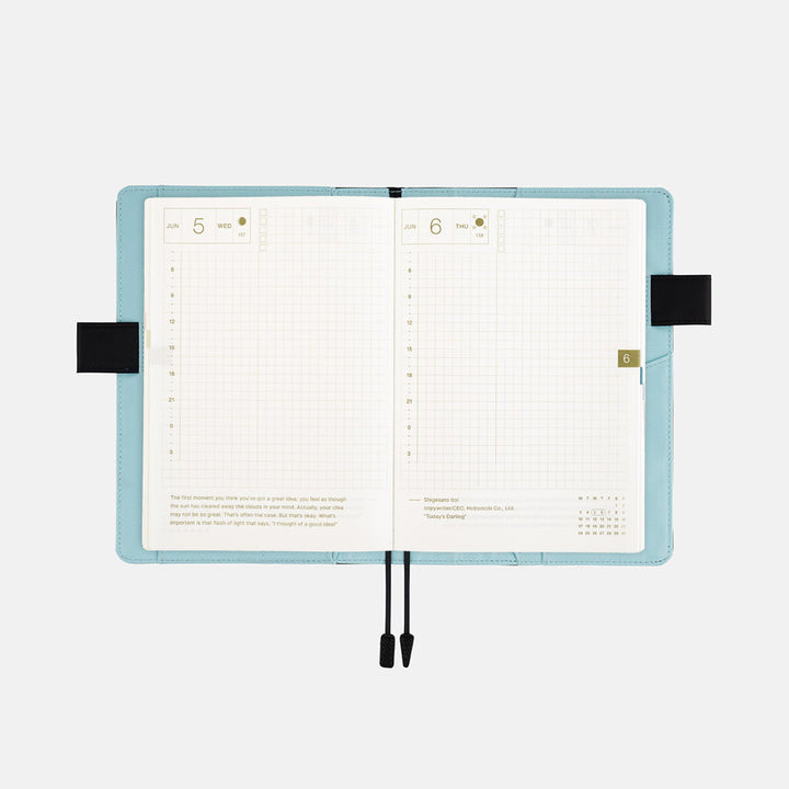 Hobonichi Techo 2024 - A6 Cover Only - Black x Clear Blue