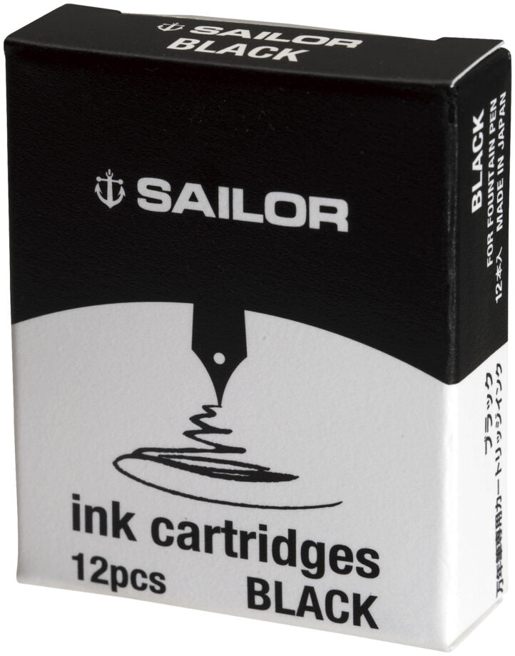 SAILOR PEN - Dye Ink Cartridges (12 pack) - Black - Buchan's Kerrisdale Stationery