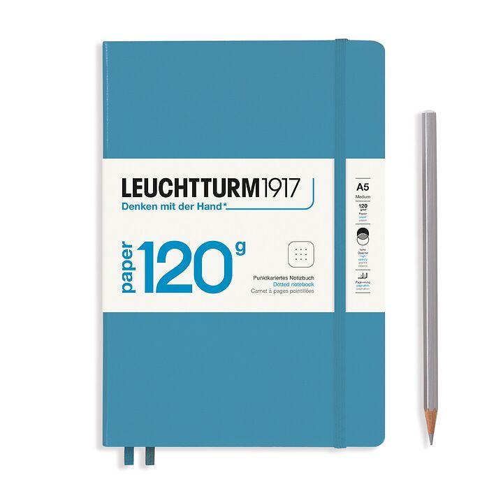 LEUCHTTRUM – Premium 120G Edition – 203 Numbered Pages, Hardcover, Medium Notebook (A5) Dotted – Nordic Blue - Buchan's Kerrisdale Stationery