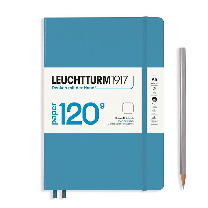 LEUCHTTRUM – Premium 120G Edition – 203 Numbered Pages, Hardcover, Medium Notebook (A5) Plain – Nordic Blue - Buchan's Kerrisdale Stationery