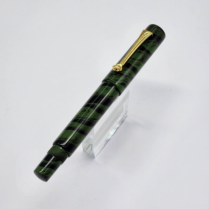Osprey Pens - Milano Fountain Pen Body - Green-Black Mottled Ebonite (Nib Not Included)