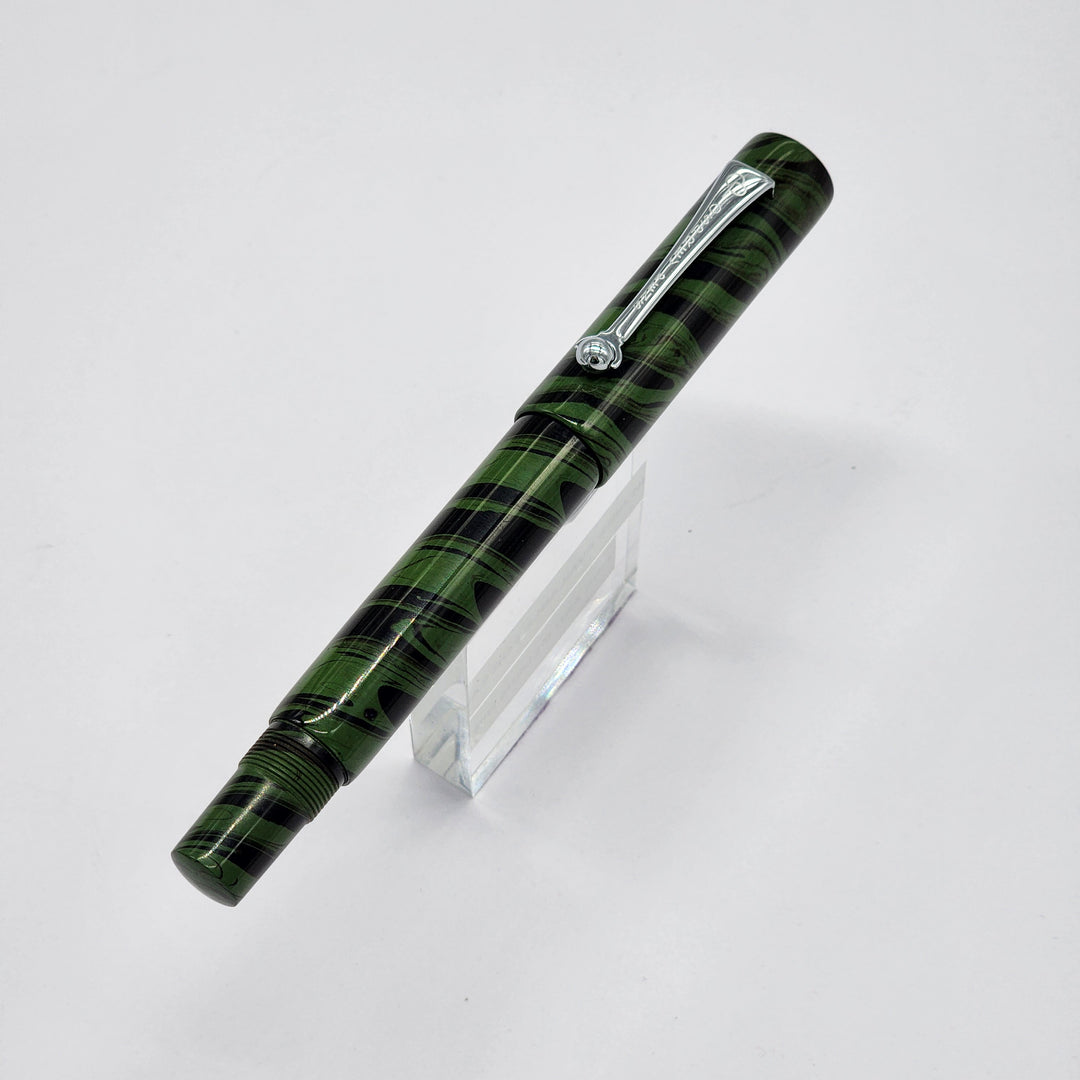 Osprey Pens - Milano Fountain Pen Body - Green-Black Mottled Ebonite (Nib Not Included)