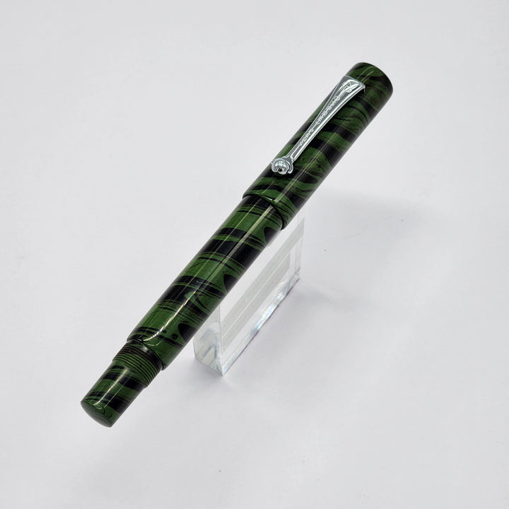 Osprey Pens - Milano Fountain Pen Body - Green-Black Mottled Ebonite (Nib Not Included)