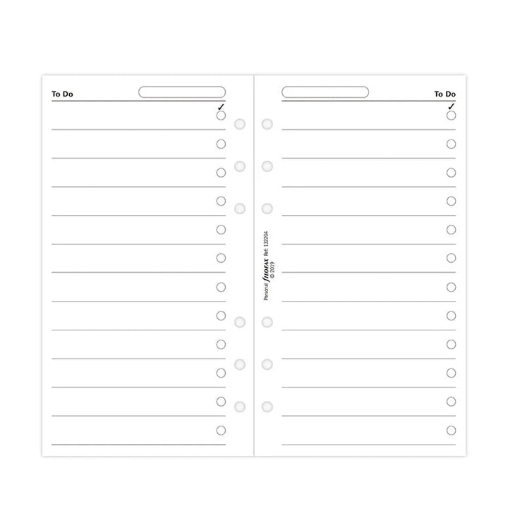 Filofax - Personal To Do Sheets - White