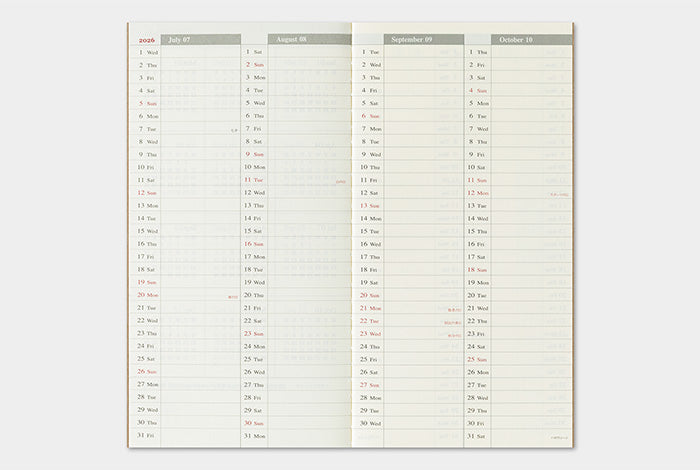 Traveler's Notebook - 2026 Weekly Vertical - Regular Size