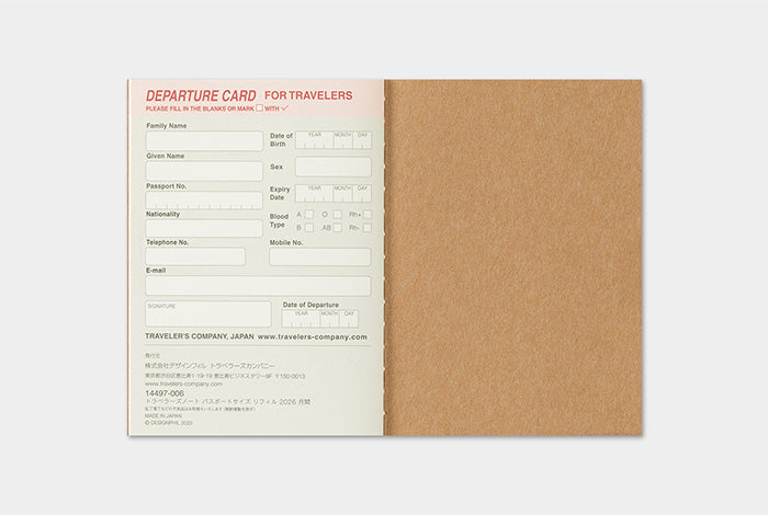 Traveler's Notebook - 2026 Monthly Diary - Passport Size