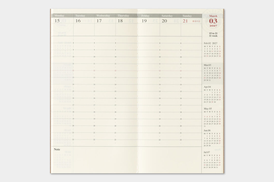 Traveler's Notebook - 2027 Weekly Vertical - Regular Size