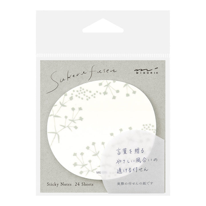 MIDORI - Transparent Sticky Notes | Small Flowers (White)