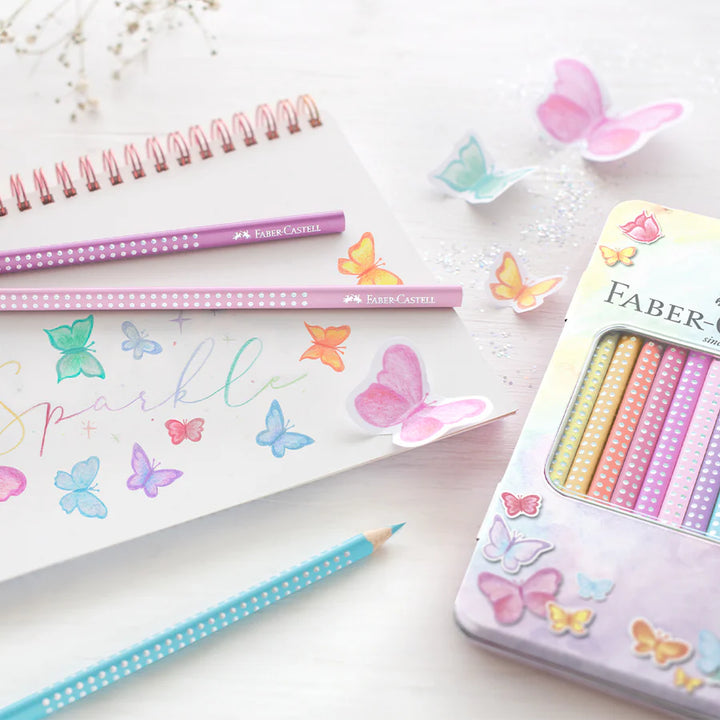 Faber-Castell - Colour Pencil Grip Pencil Tin Box - Sparkle Pastel - 12pcs