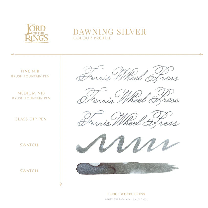 Ferris Wheel Press X Warner Brothers - The Lord of the Rings - Fountain Pen Ink - Dawning Silver 10 mL