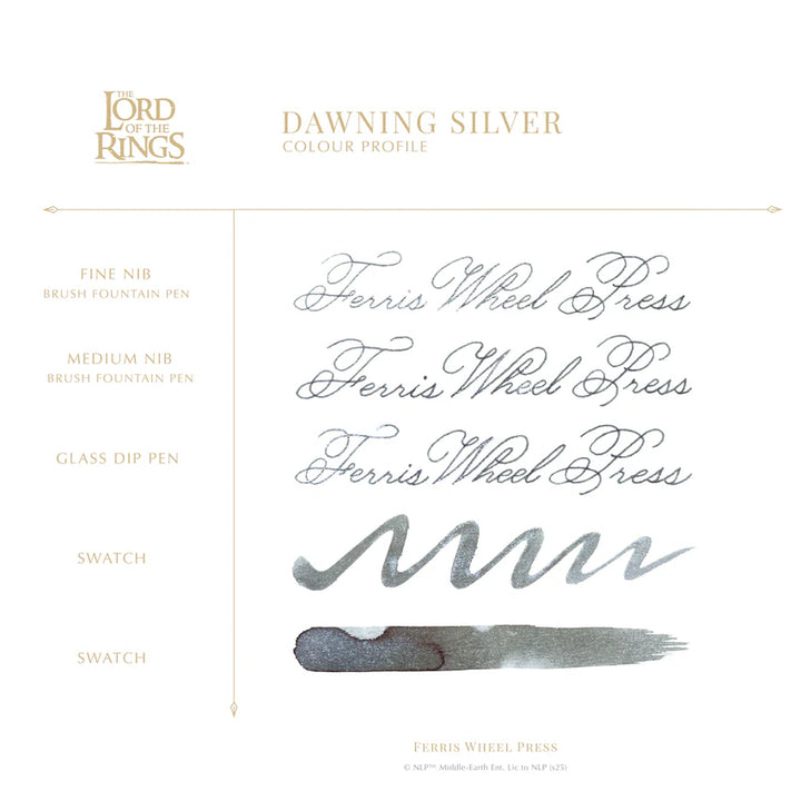 Ferris Wheel Press X Warner Brothers - The Lord of the Rings - Fountain Pen Ink - Dawning Silver 10 mL
