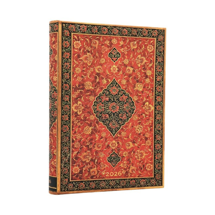 Paperblanks - 2026 Layla, Persian Poetry, 12-Month Planner, Midi, Day-at-a-Time, Elastic Band, 416 Pg, 80 GSM