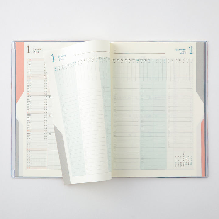 MIDORI - Double Schedule Planner 2024 - B6 - To Do Blue