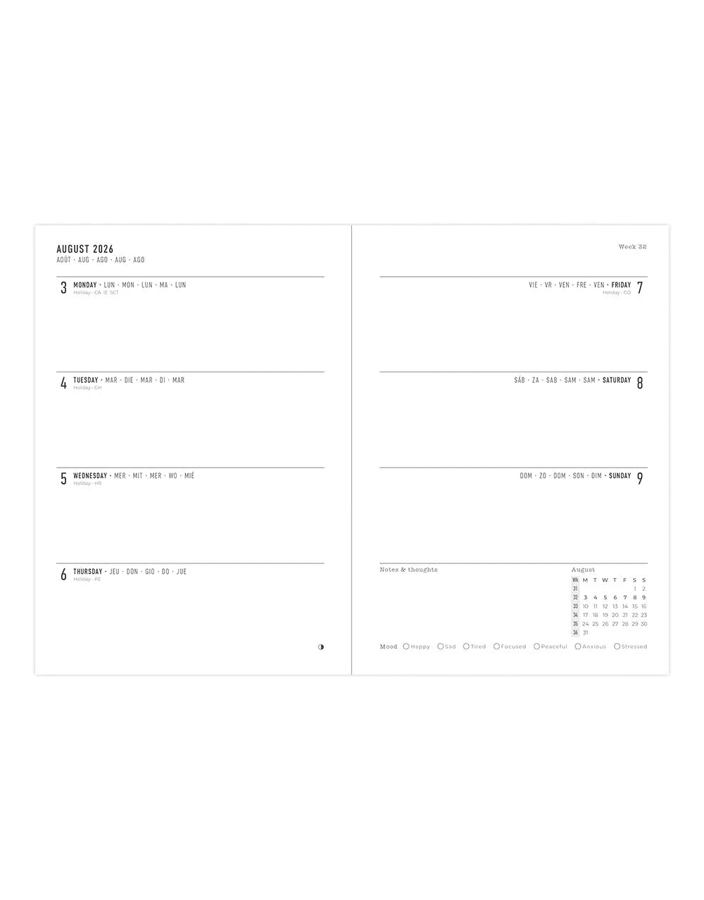 Letts of London - Dazzle A5 Week to View Planner - 2026-2027 - Multilanguage - Black
