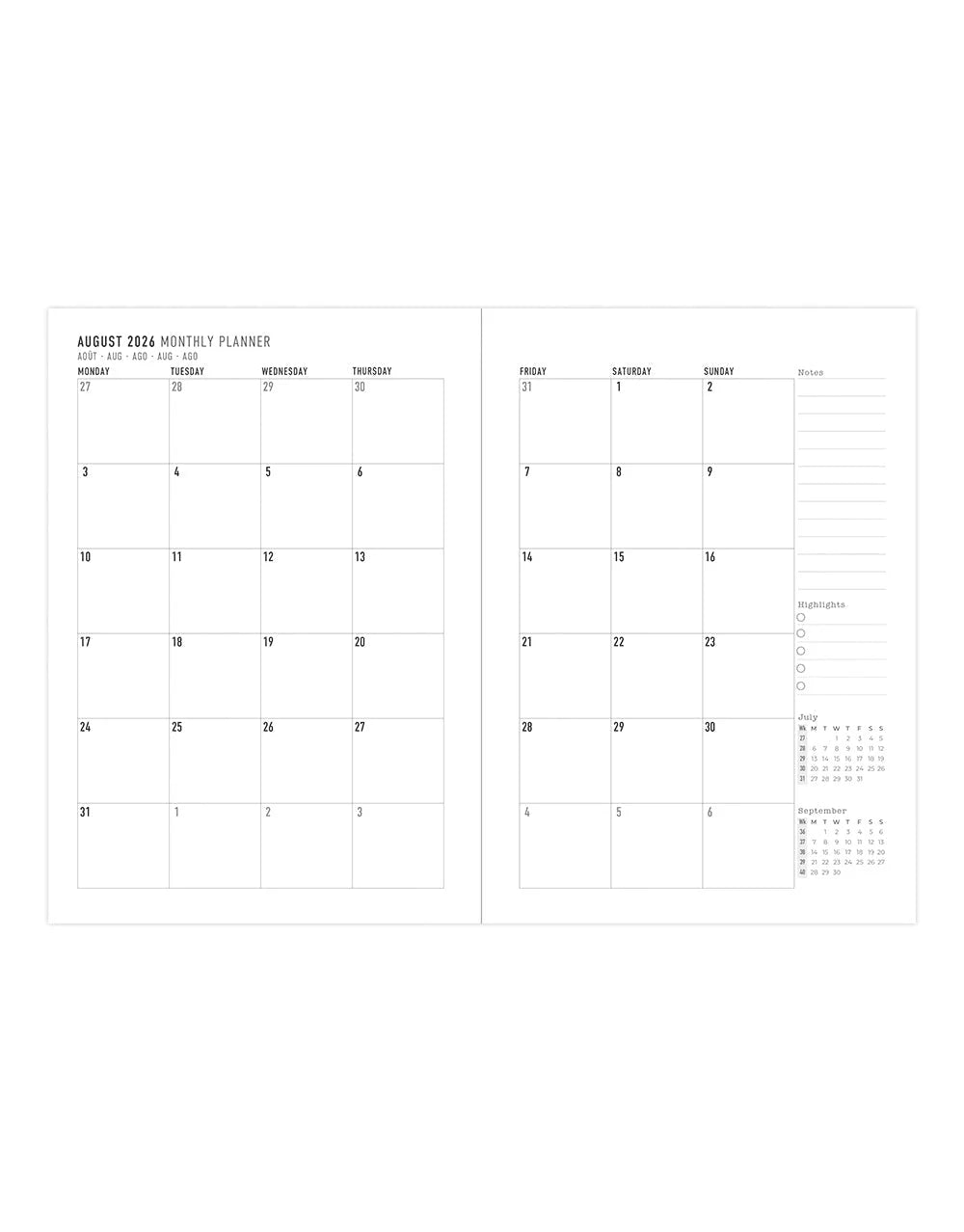 Letts of London - Dazzle A5 Week to View Planner - 2026-2027 - Multilanguage - Black