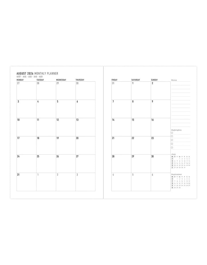 Letts of London - Dazzle A5 Week to View Planner - 2026-2027 - Multilanguage - Black