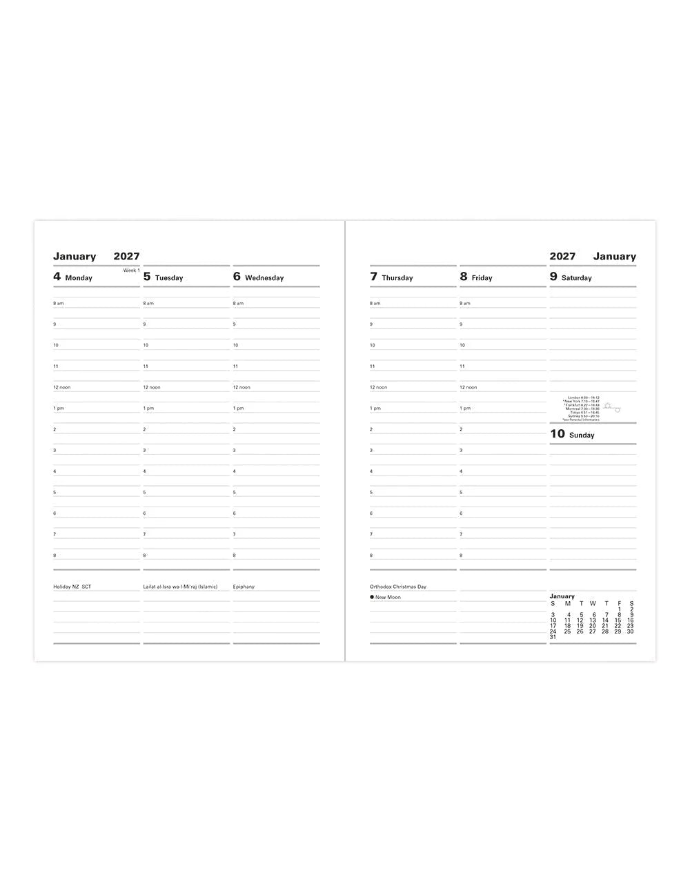 Letts of London - 2027 A5 Vertical Planner - Week to View - Black (English)