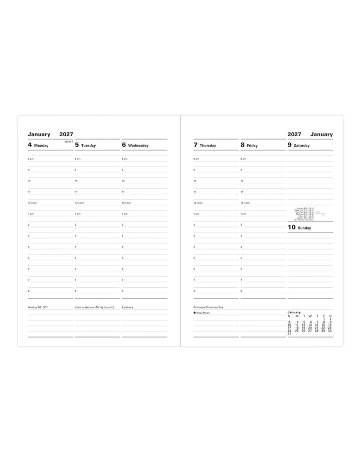 Letts of London - 2027 A5 Vertical Planner - Week to View - Black (English)