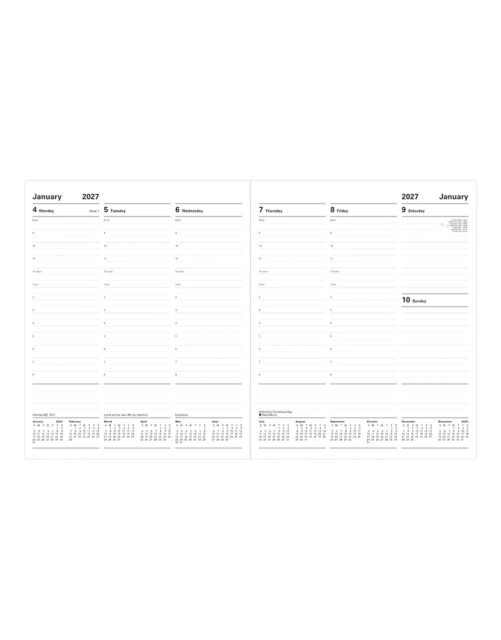 Letts of London - 2027 A4 Classic Quarto Planner - Vertical Week to View - Black (English)