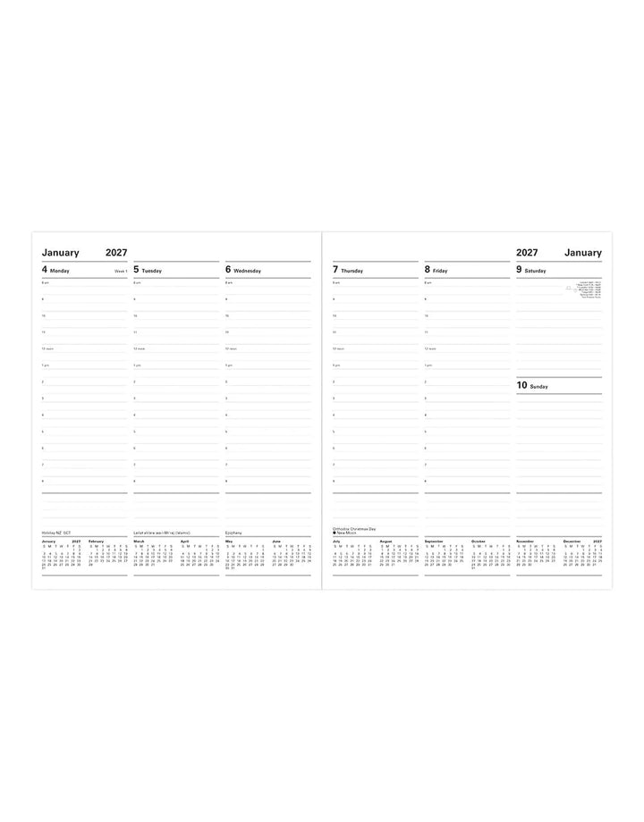 Letts of London - 2027 A4 Classic Quarto Planner - Vertical Week to View - Black (English)