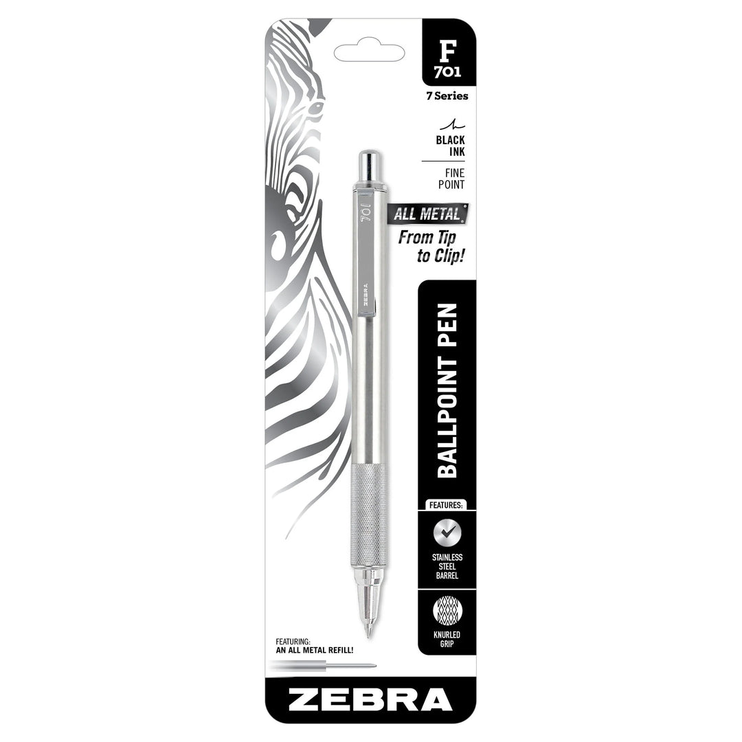 Zebra - F-701 All Steel Retractable Ballpoint Pen - 0.8mm