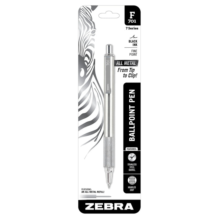 Zebra - F-701 All Steel Retractable Ballpoint Pen - 0.8mm