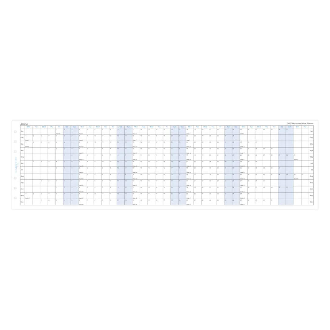 Filofax 2027 - Year Planner - Diary Refill - Classic Personal - English with Horizontal Layout