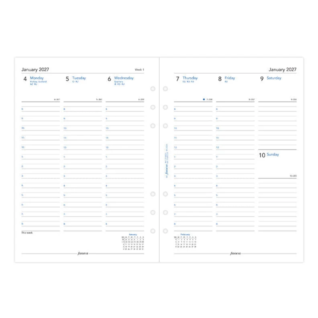 Filofax 2027 - Week On Two Pages - Diary Refill - A5 - English with Appointments