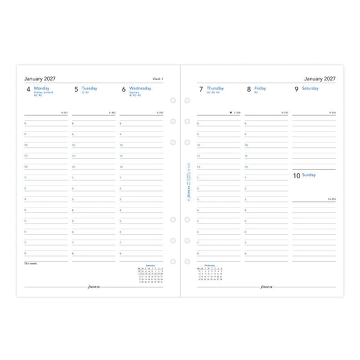 Filofax 2027 - Week On Two Pages - Diary Refill - A5 - English with Appointments