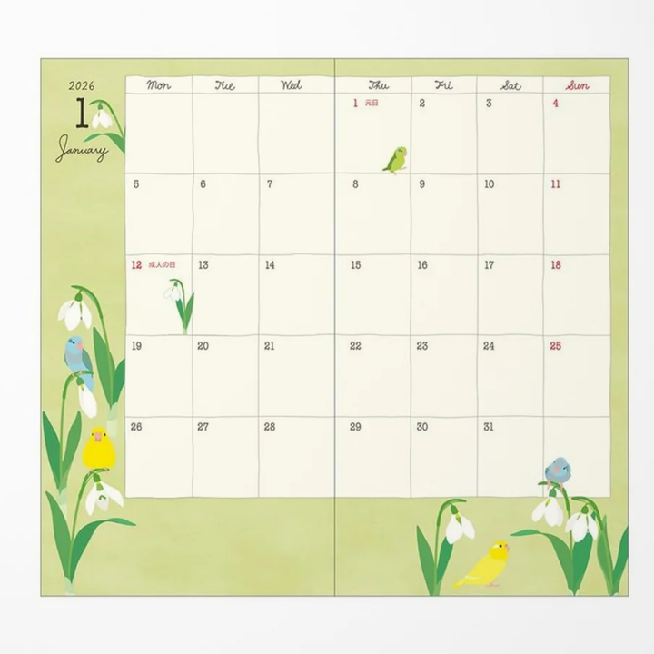Midori - 2027 Slim Pocket Diary - Bird