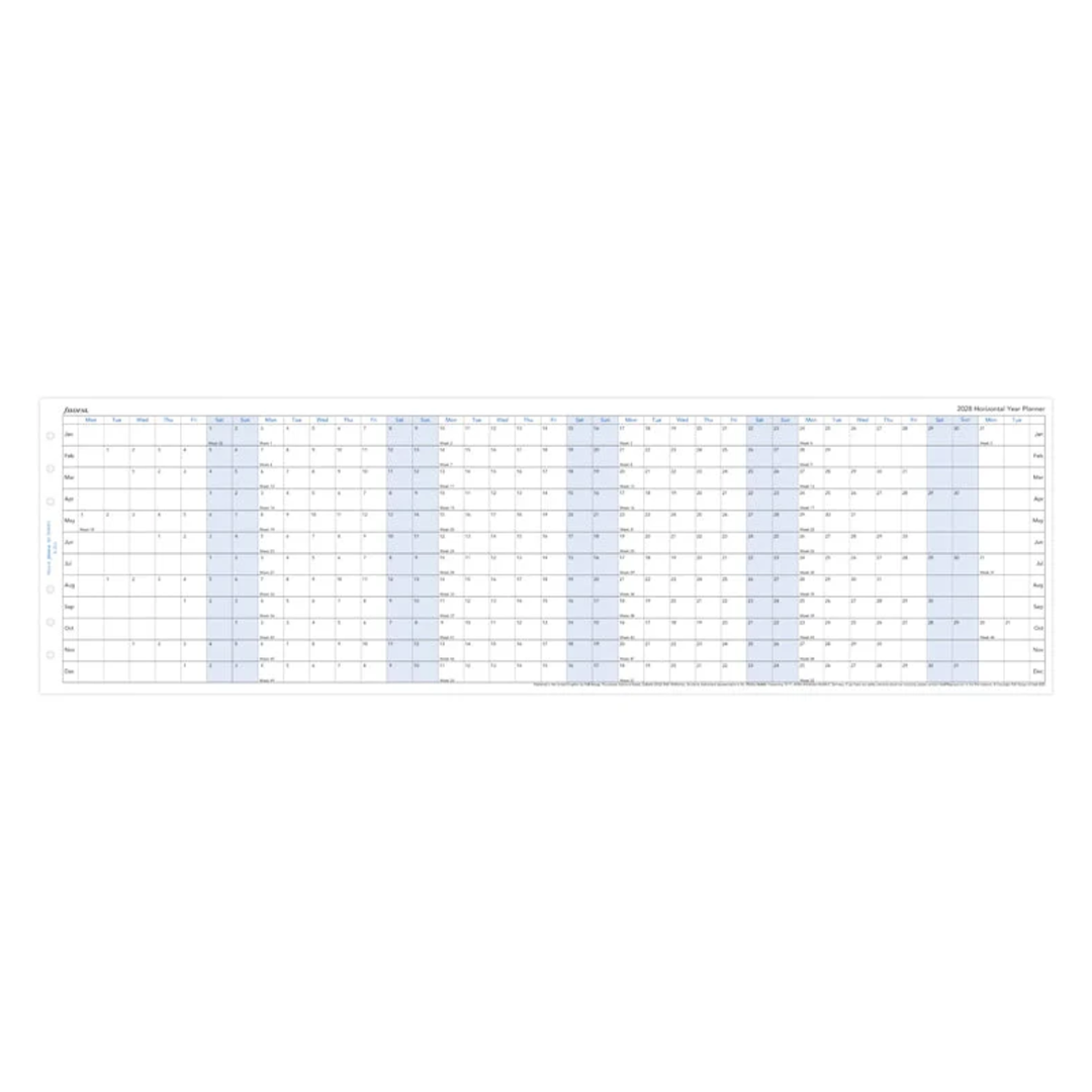 Filofax 2028 - Year Planner - Diary Refill - Classic Personal - English with Horizontal Layout