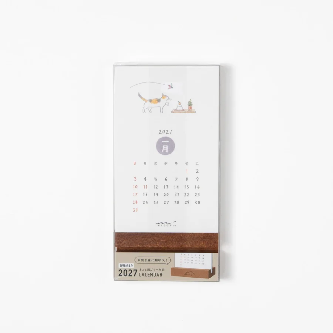 Midori - 2027 Stand Calendar - Cat