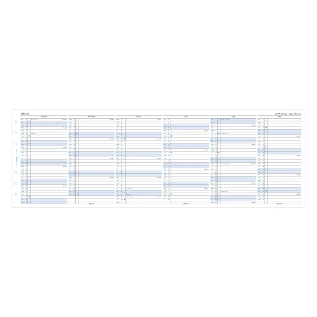 Filofax 2027 - Year Planner - Diary Refill - Classic Personal - English with Vertical Layout