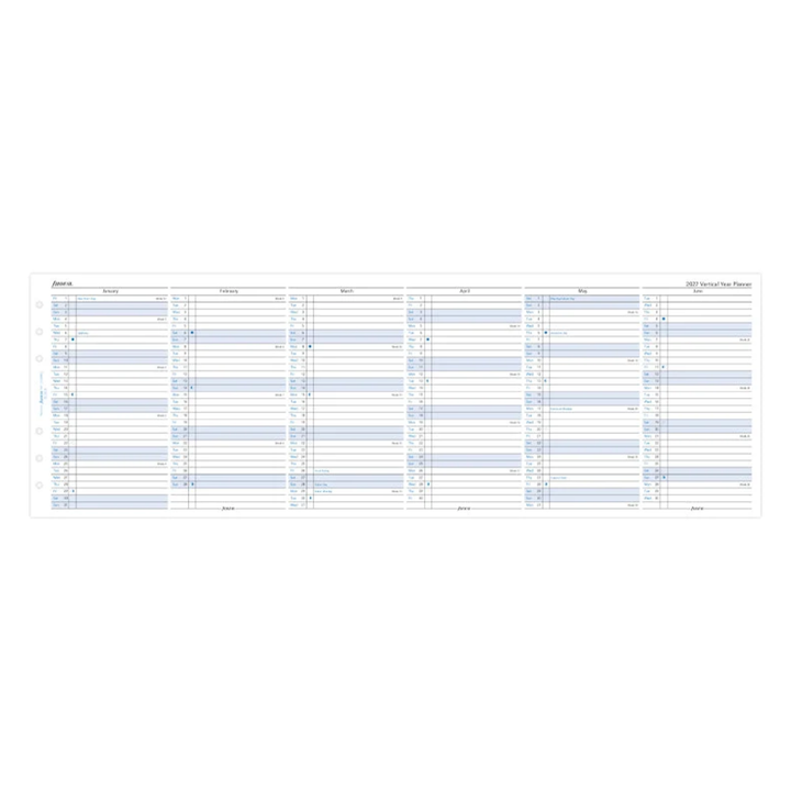 Filofax 2027 - Year Planner - Diary Refill - Classic Personal - English with Vertical Layout