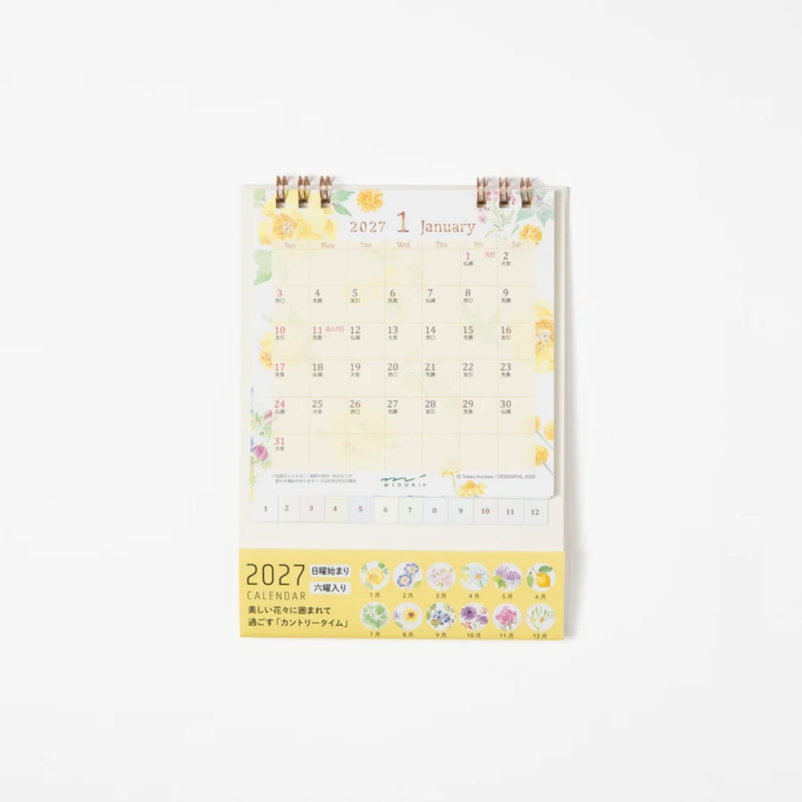 Midori - 2027 Ring Calendar (Vertical) - Country Time Flower