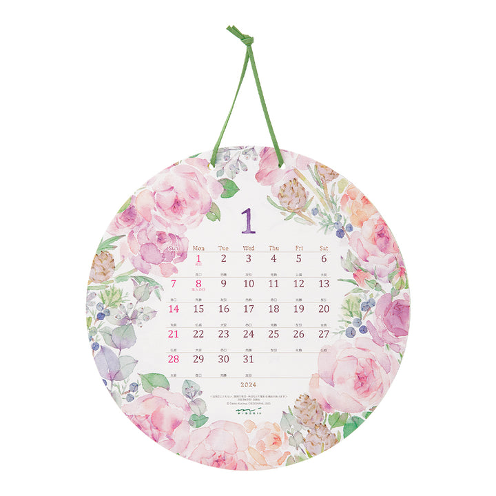 MIDORI - Wall-Hanging Calendar 2024 - Round (Country Timeless)