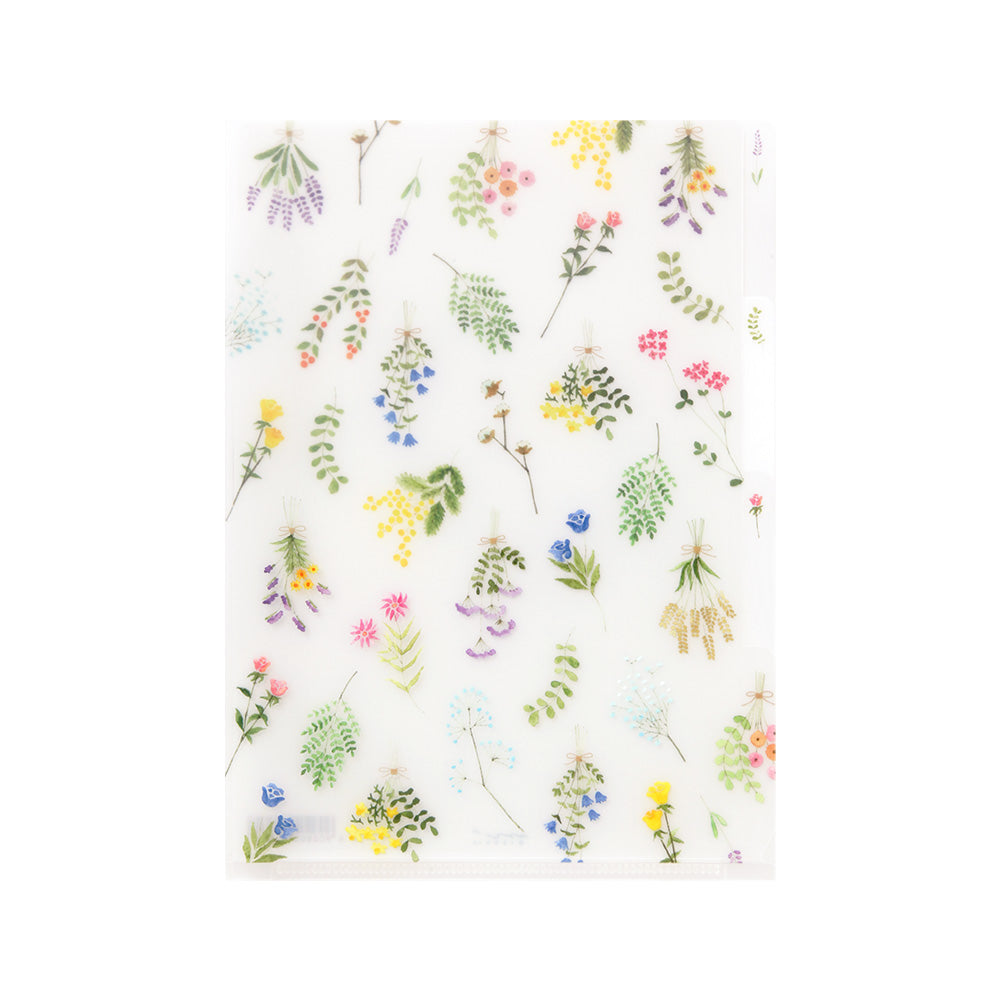 MIDORI - 3-Pocket Clear Folder - A5 | Dried Flowers