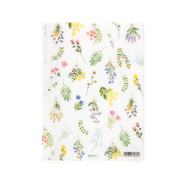 MIDORI - 3-Pocket Clear Folder - A5 | Dried Flowers