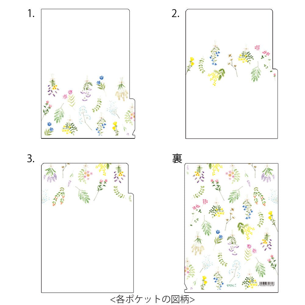 MIDORI - 3-Pocket Clear Folder - A5 | Dried Flowers