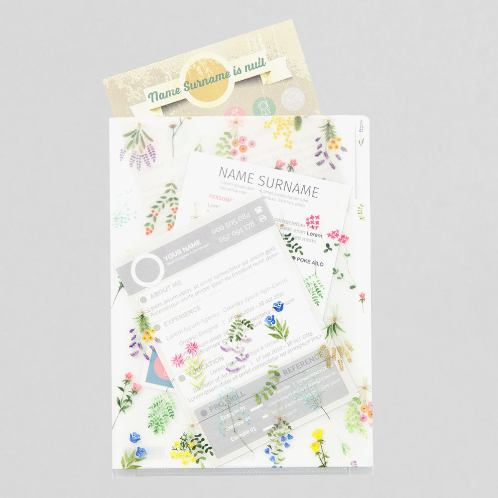 MIDORI - 3-Pocket Clear Folder - A5 | Dried Flowers