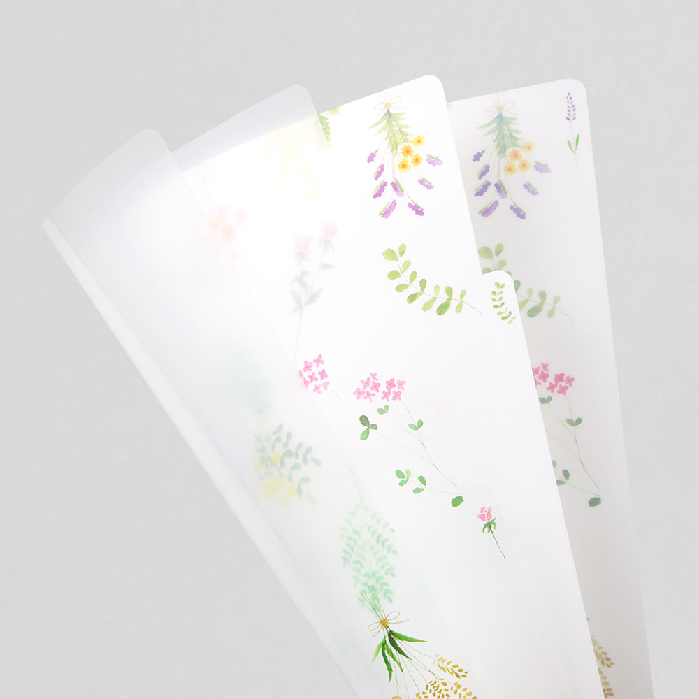 MIDORI - 3-Pocket Clear Folder - A5 | Dried Flowers