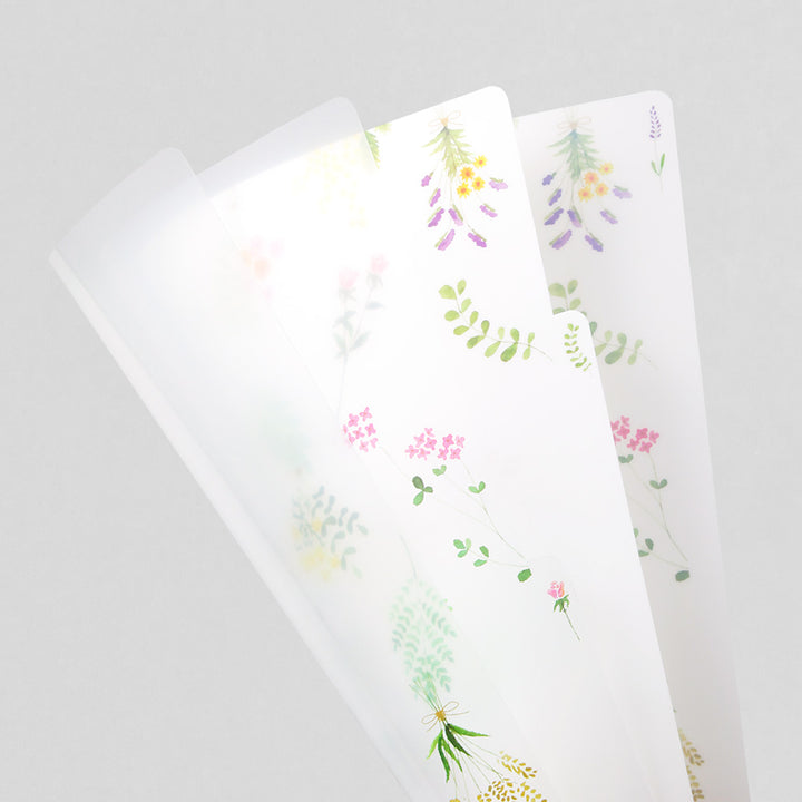 MIDORI - 3-Pocket Clear Folder - A5 | Dried Flowers