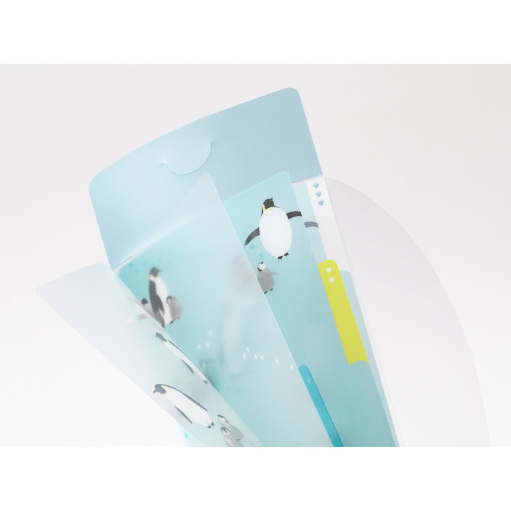 MIDORI - 3-Pocket Clear Folder with Flaps - A5 Slim | Penguins