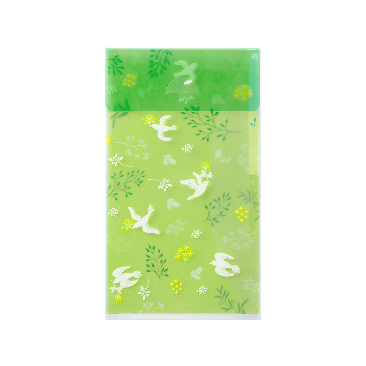 MIDORI - 3-Pocket Clear Folder with Flaps - A5 Slim | Birds
