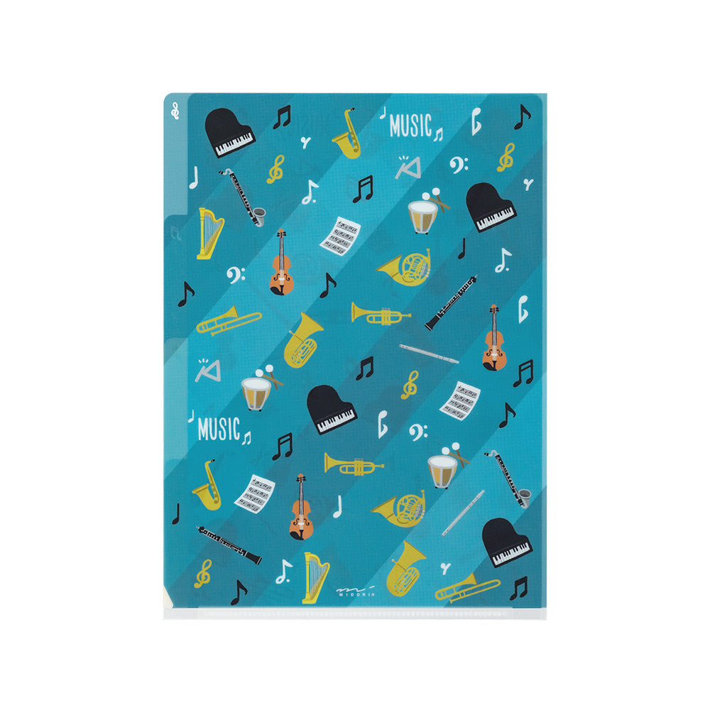 MIDORI - 3-Pocket Clear Folder - A5 | Musical Instruments